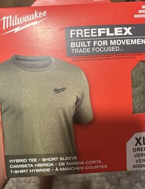 Milwaukee Freeflex Hybrid Tee Men's XL Green Short Sleeve Crew Breathable